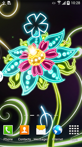 Скачать бесплатные живые обои Цветы для Андроид на рабочий стол планшета: Neon flowers by Live Wallpapers 3D.
