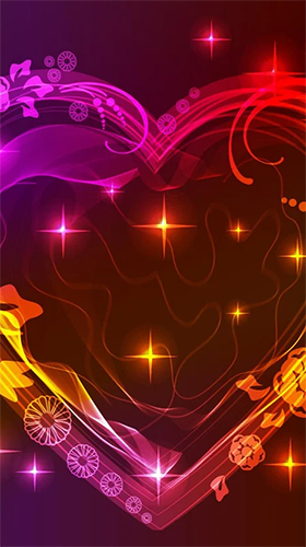 Скачать бесплатные живые обои Интерактивные для Андроид на рабочий стол планшета: Neon hearts by Creative Factory Wallpapers.