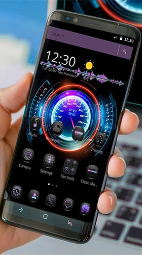 Скачать бесплатные живые обои Авто/мото для Андроид на рабочий стол планшета: Neon racing car hologram.