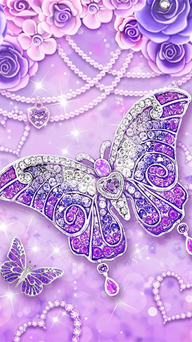 Скачать бесплатно живые обои Purple diamond butterfly на Андроид телефоны и планшеты.