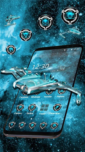 Скачать бесплатные живые обои С часами для Андроид на рабочий стол планшета: Space galaxy 3D.