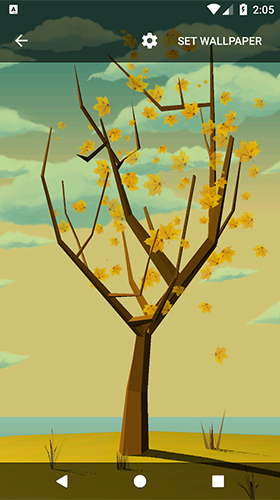 Скачать бесплатные живые обои Интерактивные для Андроид на рабочий стол планшета: Tree with falling leaves.