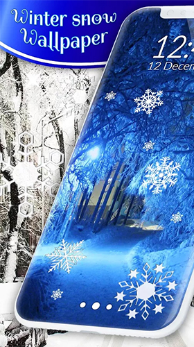 Скачать бесплатные живые обои С часами для Андроид на рабочий стол планшета: Winter snow by 3D HD Moving Live Wallpapers Magic Touch Clocks.
