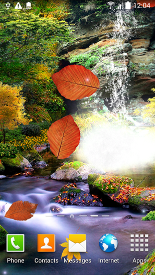 Скачать бесплатные живые обои для Андроид на рабочий стол планшета: Autumn waterfall 3D.