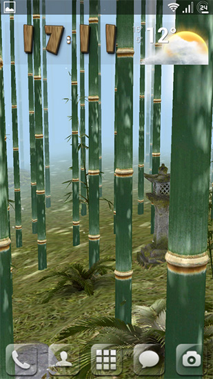 Скачать бесплатные живые обои С часами для Андроид на рабочий стол планшета: Bamboo grove 3D.