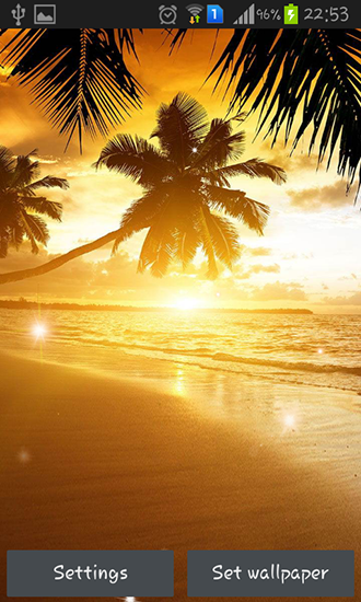 Скачать бесплатные живые обои для Андроид на рабочий стол планшета: Beach sunset.