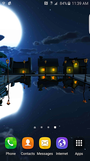 Скачать бесплатные живые обои Пейзаж для Андроид на рабочий стол планшета: Cartoon night town 3D.