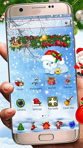 Скачать Christmas Santa - бесплатные живые обои для Андроида на рабочий стол.