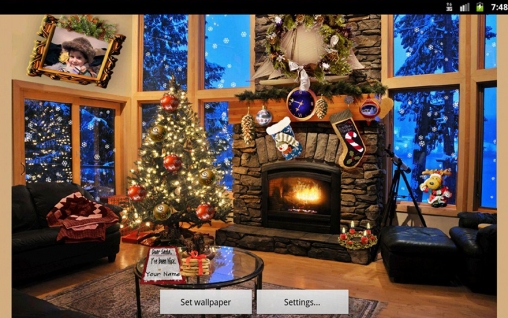 Christmas fireplace - скачать живые обои на Андроид 4.2.1 телефон бесплатно.