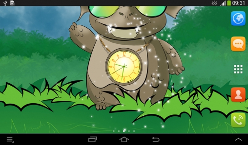 Скачать бесплатные живые обои С часами для Андроид на рабочий стол планшета: Cute dragon: Clock.