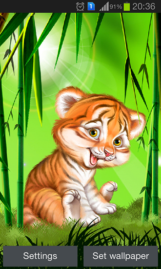Скачать бесплатно живые обои Cute tiger cub на Андроид телефоны и планшеты.