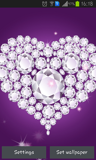 Скачать бесплатные живые обои для Андроид на рабочий стол планшета: Diamond hearts.