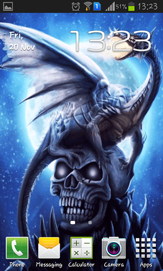 Dragon on skull - скачать живые обои на Андроид 4.4.4 телефон бесплатно.
