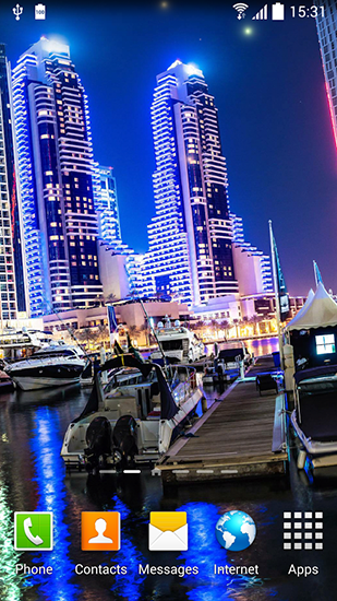 Скачать бесплатные живые обои Интерактивные для Андроид на рабочий стол планшета: Dubai night.
