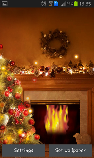 Fireplace New Year 2015 - скачать живые обои на Андроид 4.4.4 телефон бесплатно.