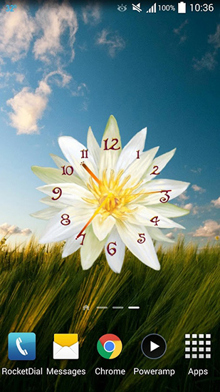 Скачать бесплатные живые обои С часами для Андроид на рабочий стол планшета: Flower clock.