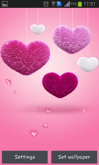 Скачать бесплатные живые обои Интерактивные для Андроид на рабочий стол планшета: Fluffy hearts.