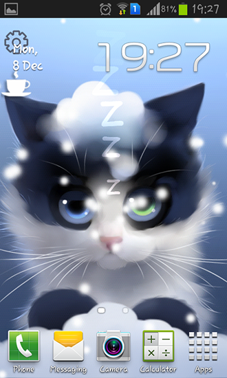 Скачать бесплатные живые обои для Андроид на рабочий стол планшета: Frosty the kitten.