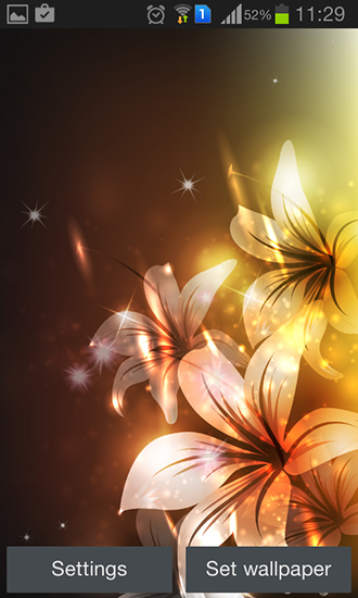 Скачать бесплатные живые обои Цветы для Андроид на рабочий стол планшета: Glowing flowers by Creative factory wallpapers.