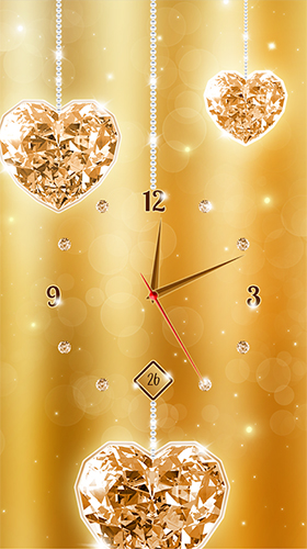 Скачать Gold and diamond clock - бесплатные живые обои для Андроида на рабочий стол.