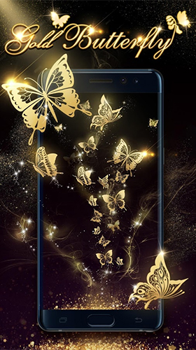 Скачать Gold butterfly - бесплатные живые обои для Андроида на рабочий стол.
