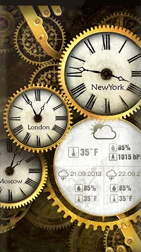 Скачать Gold clock by Mzemo - бесплатные живые обои для Андроида на рабочий стол.