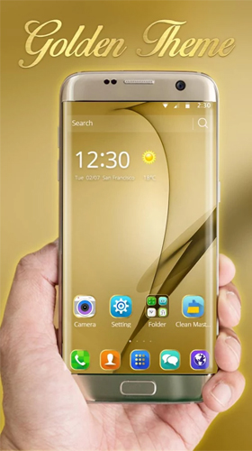 Скачать Gold theme for Samsung Galaxy S8 Plus - бесплатные живые обои для Андроида на рабочий стол.