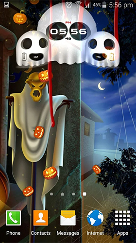 Скачать Halloween: Clock - бесплатные живые обои для Андроида на рабочий стол.