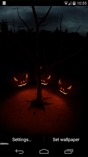 Скачать Halloween evening 3D - бесплатные живые обои для Андроида на рабочий стол.