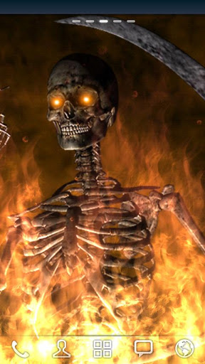 Скачать бесплатные живые обои для Андроид на рабочий стол планшета: Hellfire skeleton.