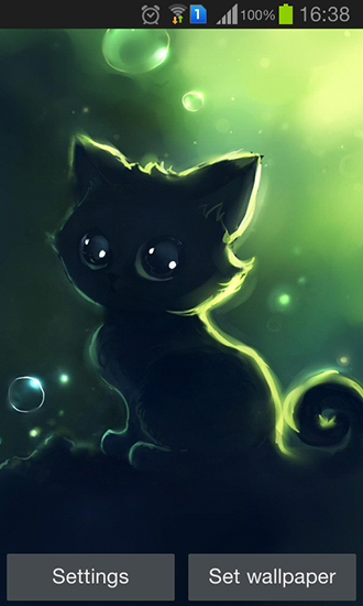 Скачать бесплатные живые обои Интерактивные для Андроид на рабочий стол планшета: Lonely black kitty.