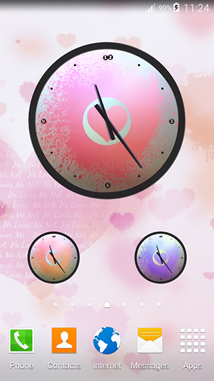 Скачать бесплатные живые обои С часами для Андроид на рабочий стол планшета: Love: Clock.
