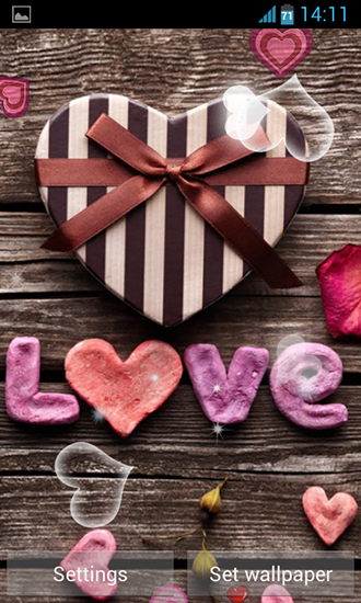Скачать бесплатно живые обои Love hearts на Андроид телефоны и планшеты.