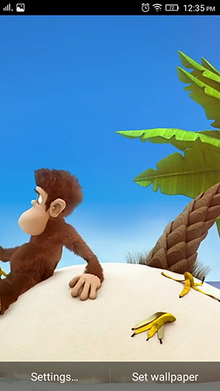 Скачать бесплатные живые обои Животные для Андроид на рабочий стол планшета: Monkey and banana.