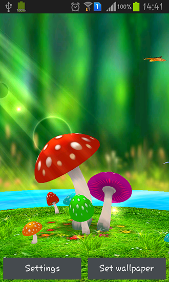 Скачать бесплатные живые обои Интерактивные для Андроид на рабочий стол планшета: Mushrooms 3D.