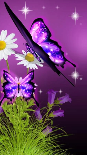 Скачать Neon butterfly 3D - бесплатные живые обои для Андроида на рабочий стол.