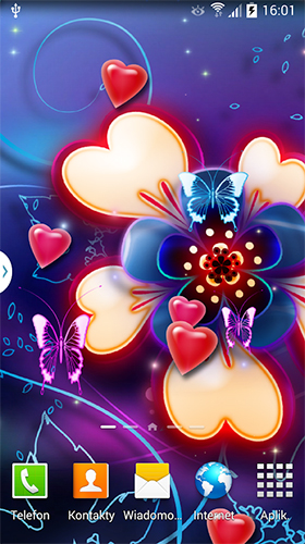 Скачать Neon hearts by Live Wallpapers 3D - бесплатные живые обои для Андроида на рабочий стол.