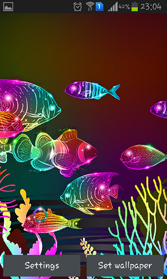 Neon fish - скачать живые обои на Андроид 4.4 телефон бесплатно.