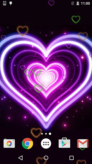 Neon hearts - скачать живые обои на Андроид 4.4.4 телефон бесплатно.
