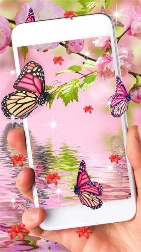 Скачать Pink butterfly by Live Wallpaper Workshop - бесплатные живые обои для Андроида на рабочий стол.
