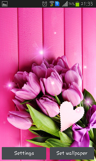 Скачать бесплатные живые обои для Андроид на рабочий стол планшета: Pink tulips.