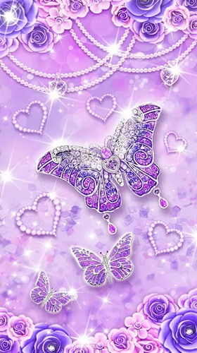 Скачать Purple diamond butterfly - бесплатные живые обои для Андроида на рабочий стол.