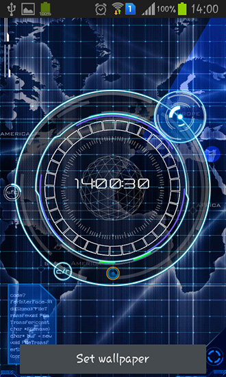 Radar: Digital clock - скачать живые обои на Андроид 1.5 телефон бесплатно.