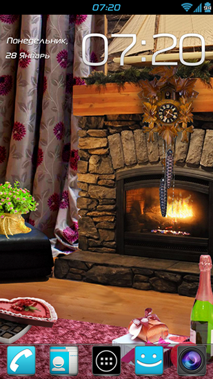 Скачать бесплатно живые обои Romantic fireplace на Андроид телефоны и планшеты.