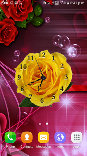 Скачать Rose clock by Mobile Masti Zone - бесплатные живые обои для Андроида на рабочий стол.