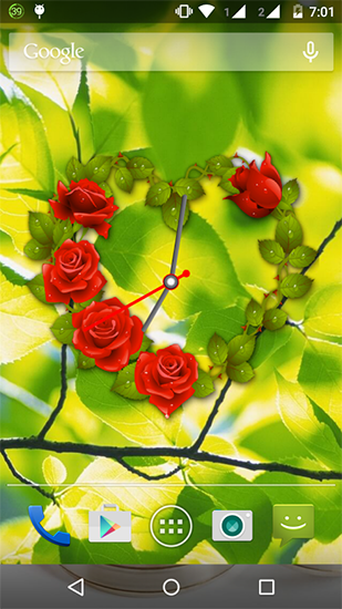 Скачать бесплатные живые обои Цветы для Андроид на рабочий стол планшета: Rose clock.