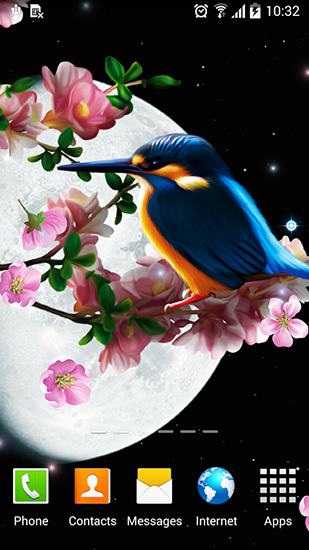 Скачать бесплатные живые обои Пейзаж для Андроид на рабочий стол планшета: Sakura and bird.