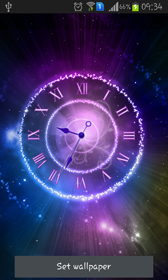 Shining clock - скачать живые обои на Андроид 4.0.3 телефон бесплатно.