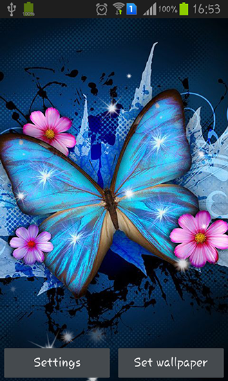Скачать бесплатные живые обои Цветы для Андроид на рабочий стол планшета: Shiny butterfly.