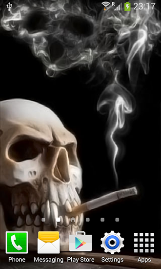 Smoking skull - скачать живые обои на Андроид 9.3.1 телефон бесплатно.